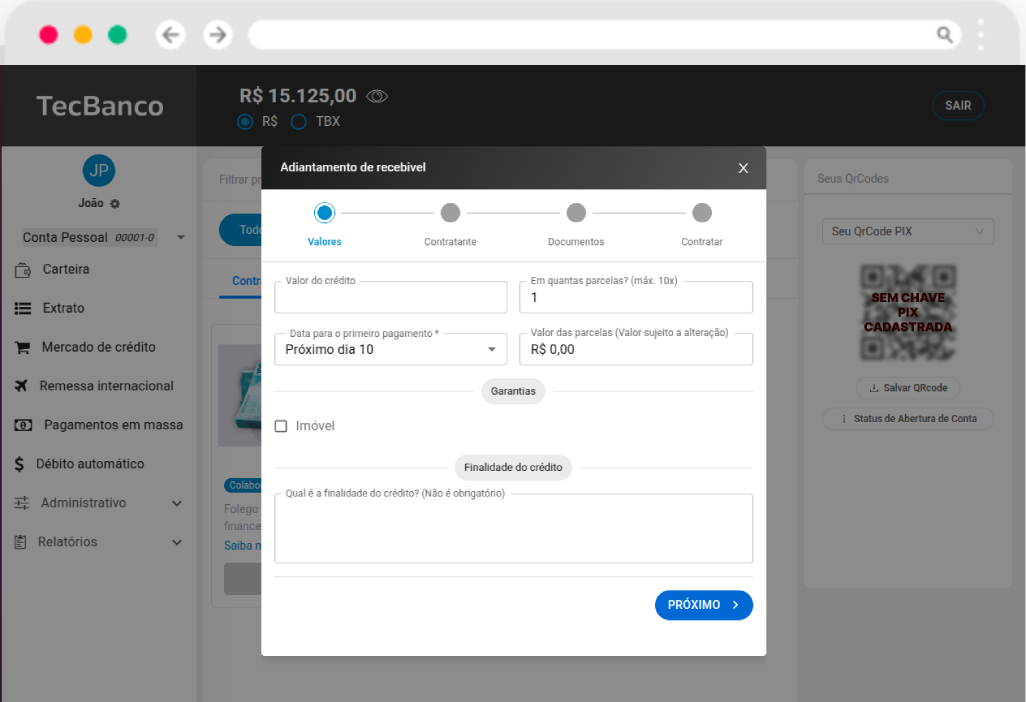 Print da plataforma TecBanco
